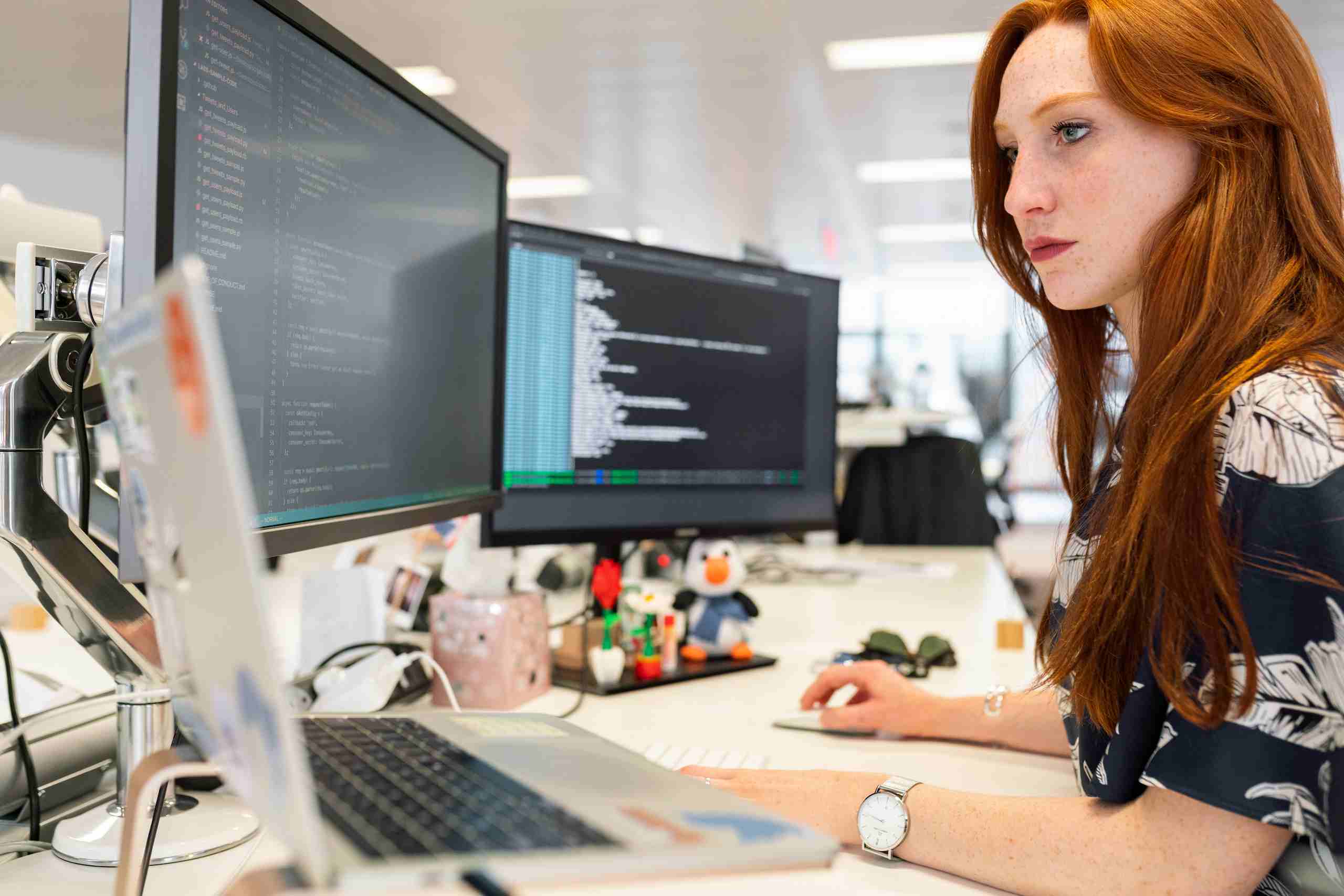 A person working on a computer.